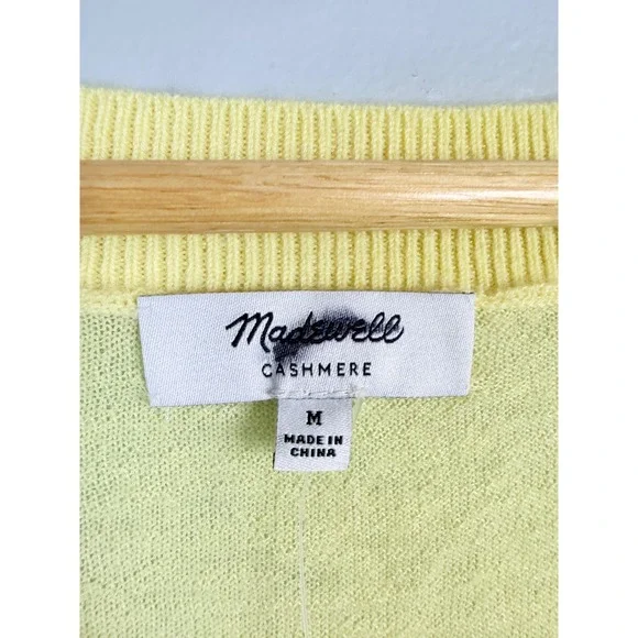Madewell Cashmere U-Neck Pullover Iced Lemon Medium NWT - Picture 7 of 9